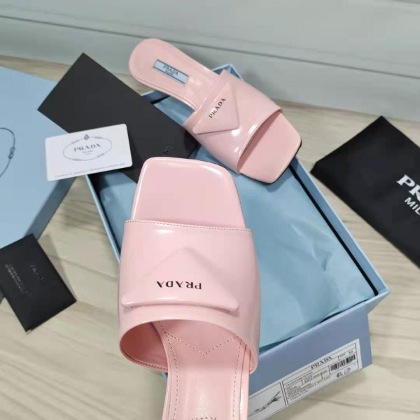 Pra*a brushed leather mid-heeled slides