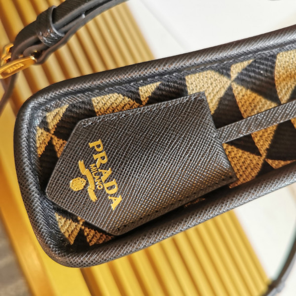 Pra*a micro symbole jacquard fabric handbag