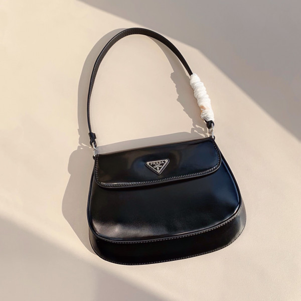 Pra*a cleo brushed leather shoulder bag with flap