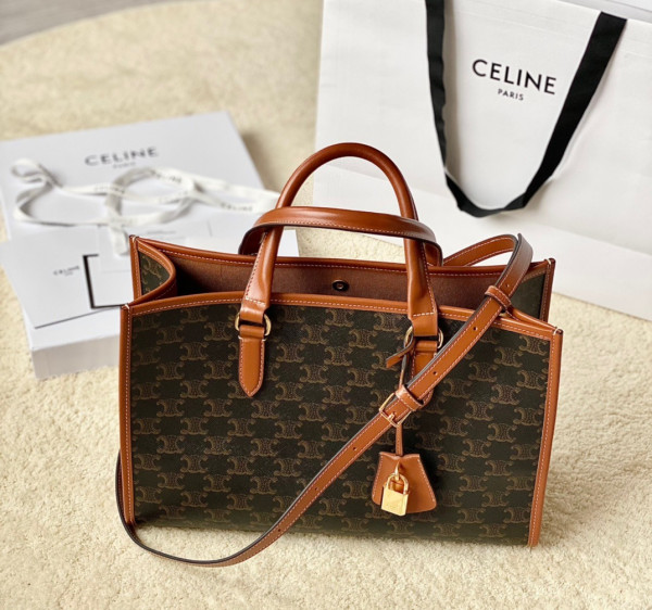 Ce**e mini horizontal cabas in triomphe canvas and calfskin