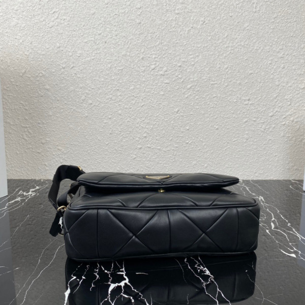 Pra*a system nappa leather patchwork bag