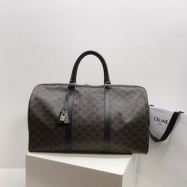 Ce**e large travel bag in triomphe canvas and calfskin