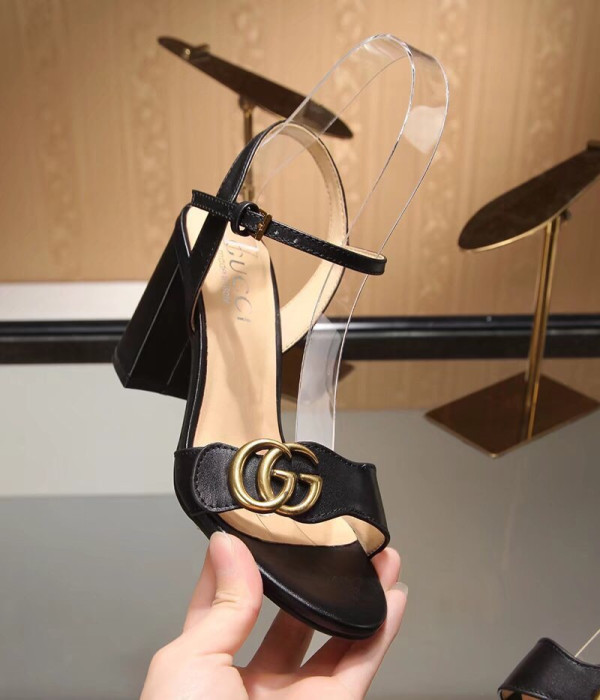 G*u*i leather mid-heel sandal