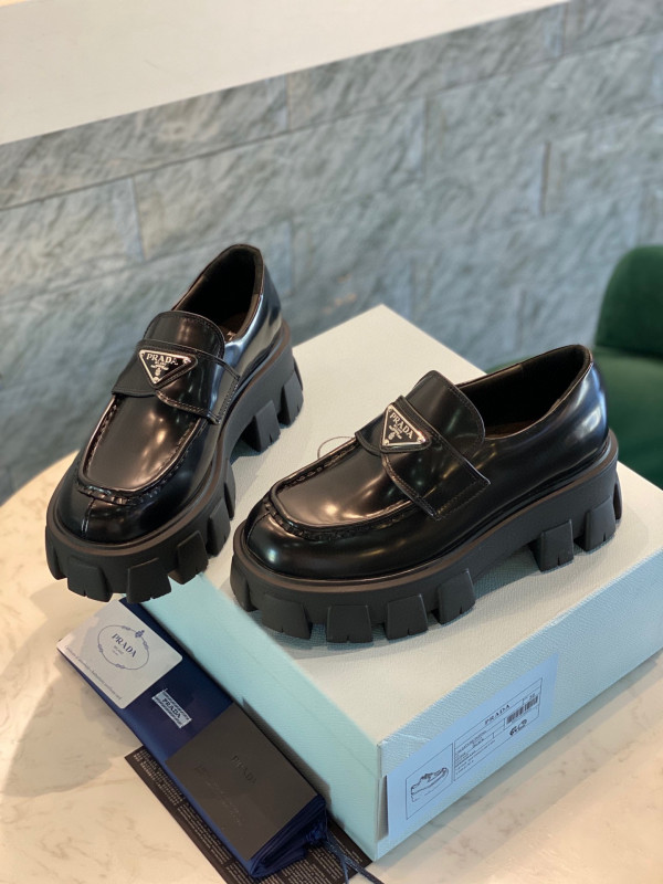 Pra*a brushed leather monolith loafers