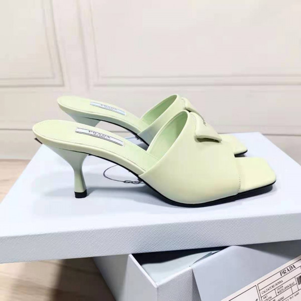 Pra*a brushed leather mid-heeled slides