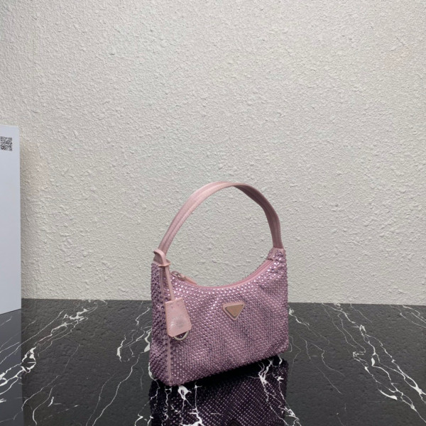 Pra*a satin mini-bag with artificial crystals