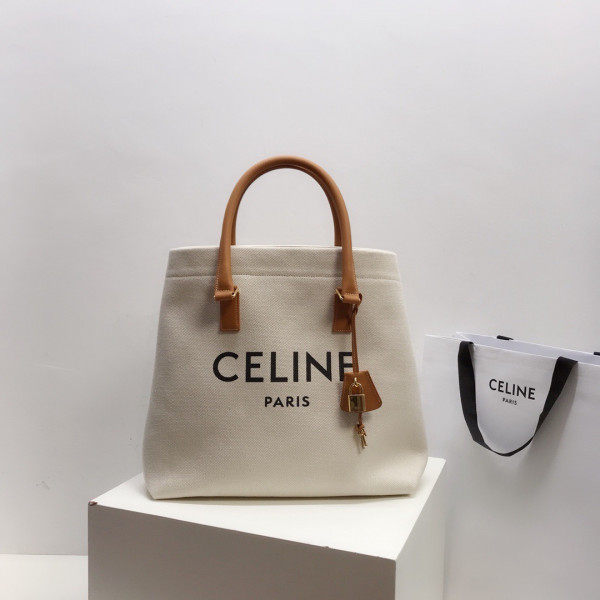 Ce**e horizontal cabas Ce**e in canvas with Ce**e print and calfskin