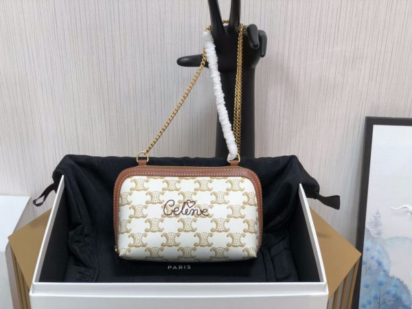 Ce**e clutch on chain in triomphe canvas