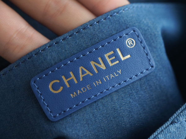 CL Denim Quilted Mini Pearl Crush Flap Blue