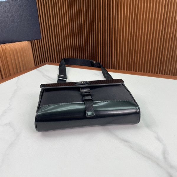Pra*a re-nylon and leather shoulder bag