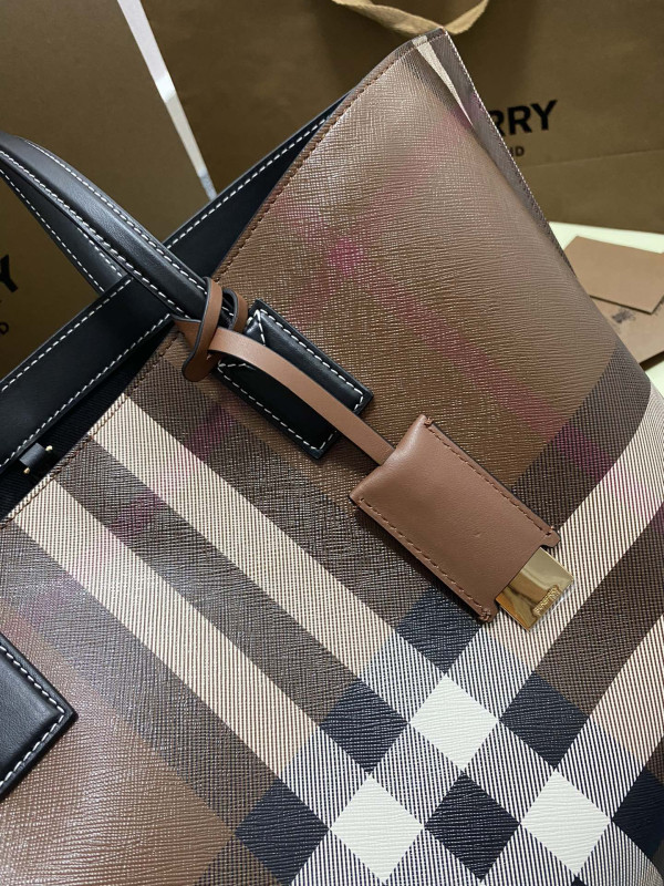B**rry medium check tote bag-34*14*28cm